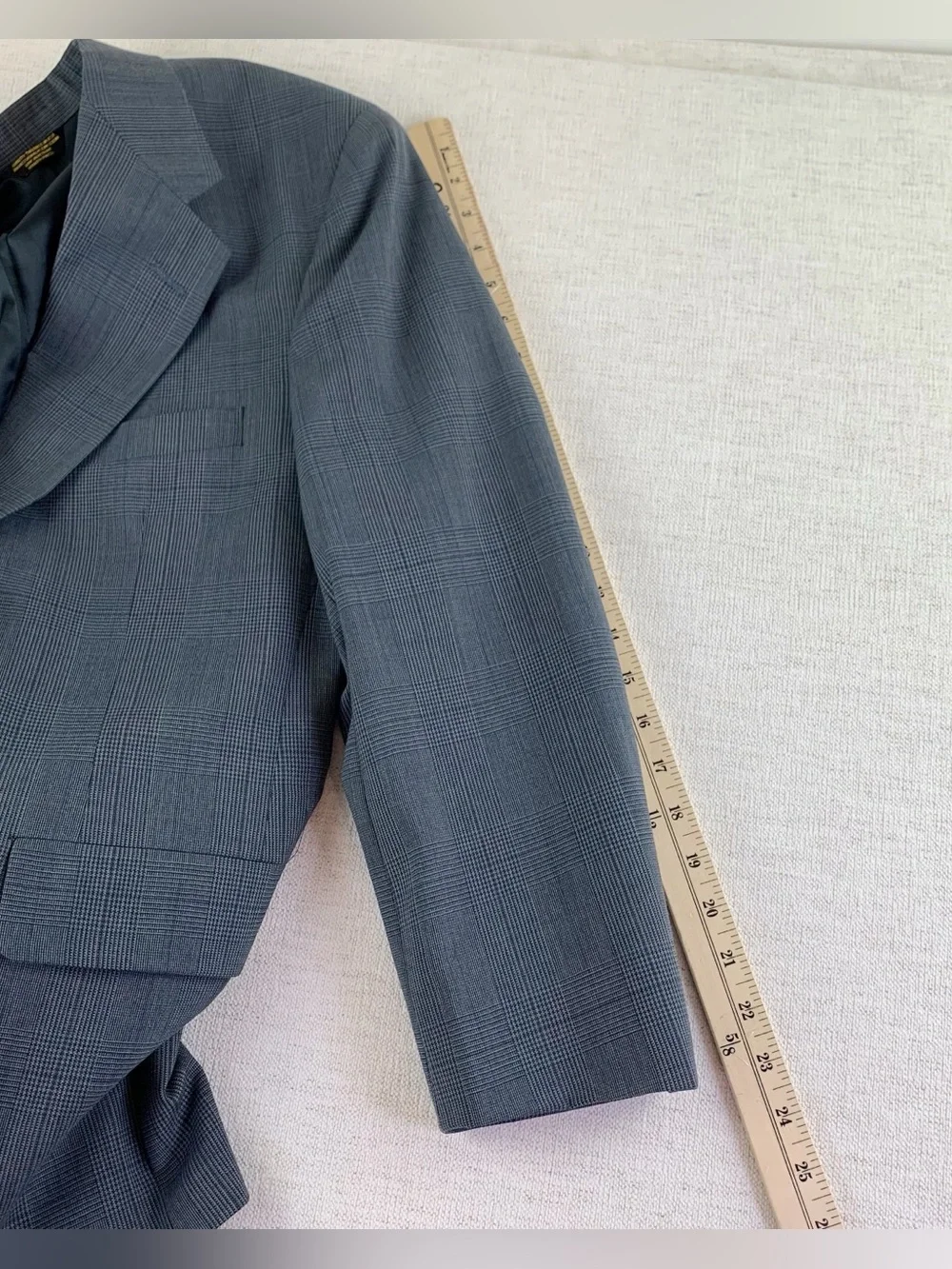 Palm Beach Men's Glen Plaid pure wool sport coat Blazer long sleeve blue